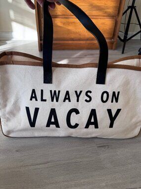 Santa Barbara Design Studio Always On Vacay Canvas Tote Leather Handles Large